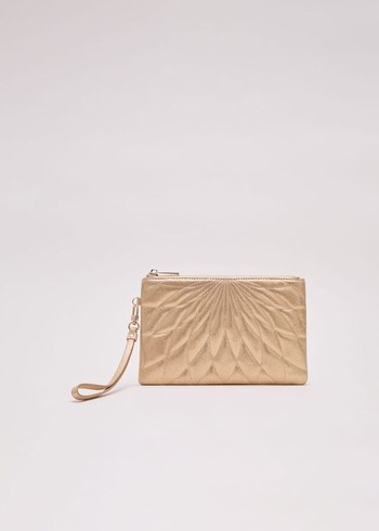 Phase Eight Gold Leather Crossover Stitch Bags Gold Canada | SFNWYK-807